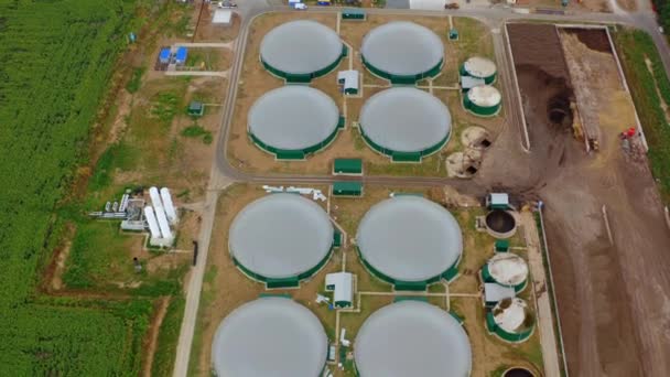Produzione Biogas Territorio Moderno Con Serbatoi Rotondi Energie Rinnovabili Biomassa — Video Stock