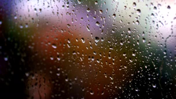 Waterdruppels Achtergrond Regen Druppels Glas Raam Regenseizoen Grote Regendruppels Een — Stockvideo