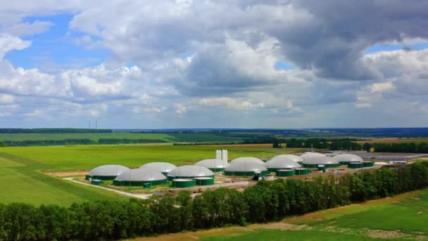 Impianto Agricolo Produzione Biogas Vista Panoramica Bella Natura Fabbrica Biogas — Video Stock