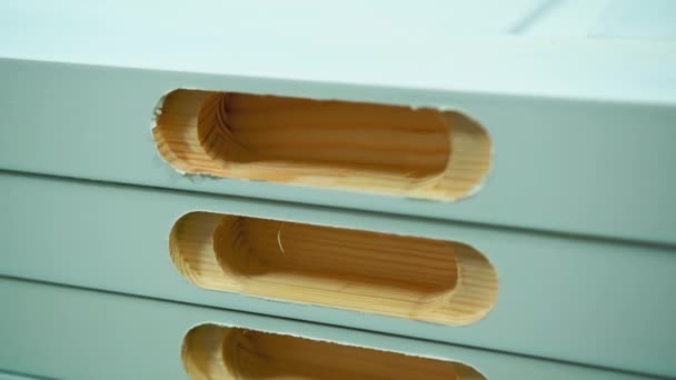 Production Portes Empilement Planches Bois Avec Des Trous Intérieur Fabrication — Video
