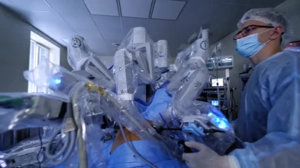 Сучасна Хірургічна Система Медичний Робот Малоінвазивна Роботизована Хірургія — стокове відео
