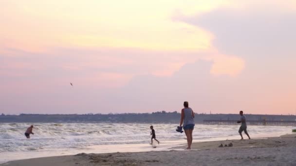 Blick Auf Menschen Strand Menschen Haben Spaß Sommerurlaub — Stockvideo