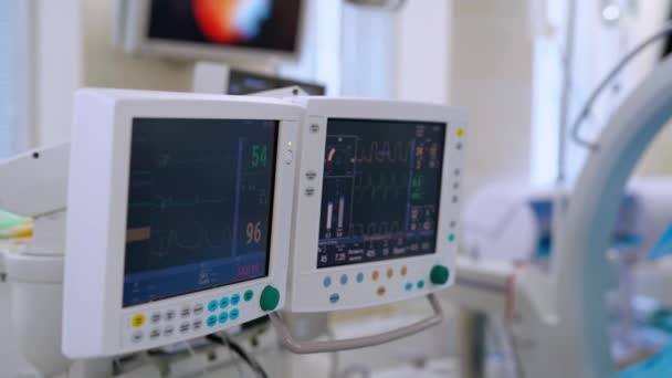 Sala Cirurgia Com Equipamento Sala Cirúrgica Hospital Com Equipamento Tecnologia — Vídeo de Stock