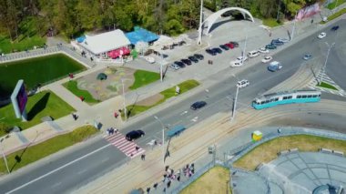 Şehir manzarası yukarıdan görünüyor. İHA 'dan hava kenti manzarası