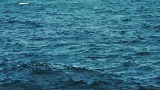 ブルーの海面 海水の表面に波紋のある落ち着いた深い青い海の背景のテクスチャ — ストック動画