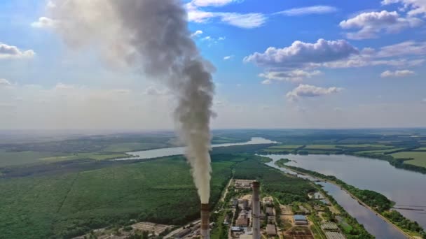 Poluição Atmosférica Indústria Poluição Pela Chaminé Central Eléctrica — Vídeo de Stock