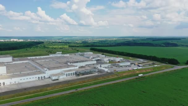 Aerial View Industrial Buildings Modern Industrial Building Exterior — Stock Video