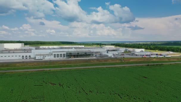Lot Nad Nowoczesną Fabryką Widok Powietrza Dużą Fabrykę Przemysłową — Wideo stockowe