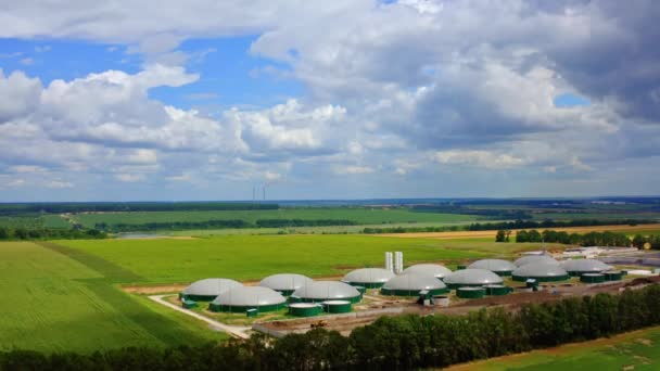 Usina Biogás Moderna Instalação Armazenagem Cereais Produção Biogás — Vídeo de Stock