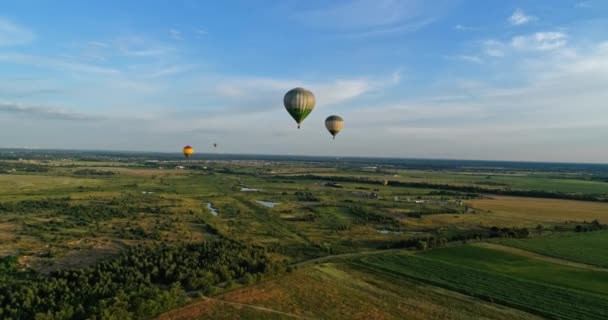 Sıcak Hava Balonları Nanılmaz Renkli Sıcak Hava Balonları Manzarası — Stok video