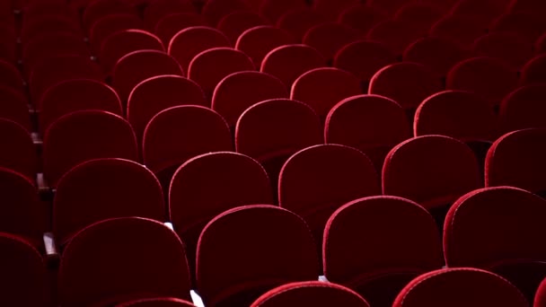 Αδειάστε Κόκκινες Θέσεις Θεάτρου Θέατρο Μετά Από Πανδημία Του Ιού — Αρχείο Βίντεο