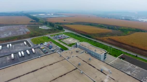 Planta Grande Moderna Campo Verde Território Industrial Enorme Cima — Vídeo de Stock