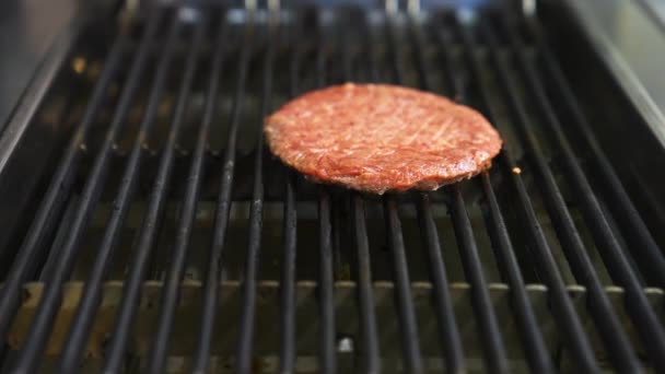 Burger Grătar Carne Vită Tocată Gătesc Carne Vită Carne Porc — Videoclip de stoc