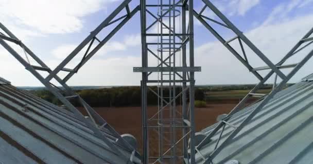 Зерновой Лифт Современное Сельскохозяйственное Предприятие Обработка Зерна Хранение Зерна — стоковое видео