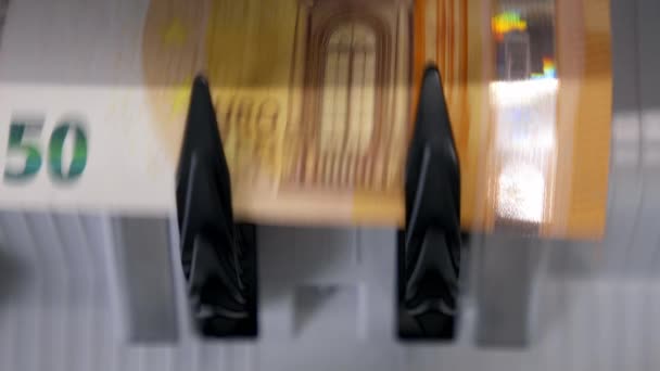 Maszyna Liczenia Pieniędzy Banknoty Euro — Wideo stockowe