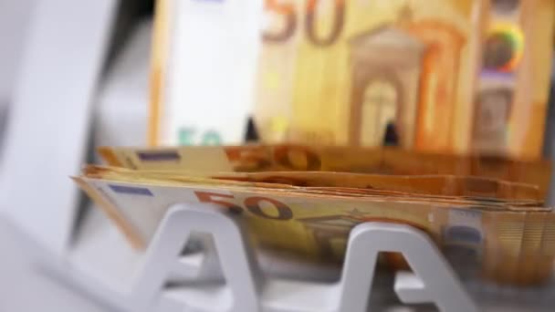 Para Sayma Makinesi Euro Banknotları — Stok video