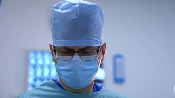 Dokter Tijdens Operatie Operatiekamer Professionele Arts Die Opereert Operatiekamer — Stockvideo