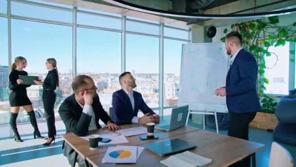 Business Team Bespreken Nieuwe Business Project Samen Kantoor Bedrijfsvergadering — Stockvideo