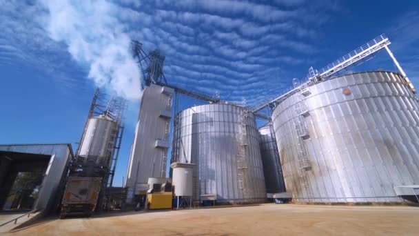 Großkornbehälter Moderner Kornspeicher Aufzug Agrarwirtschaft — Stockvideo