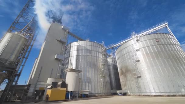 室外谷物电梯 储存谷物的铝制容器 Agribusiness — 图库视频影像