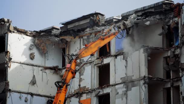 Büyük Bina Bir Deprem Tarafından Tahrip Edildi Yıkılmış Bir Binanın — Stok video