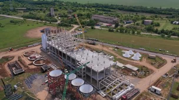 Jövőbeli Magtárkomplexum Építési Területe Egy Modern Gabonaliftüzem Építése Vasút Közelében — Stock videók