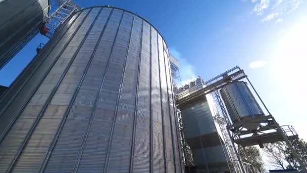 Elevador Grãos Metal Zona Agrícola Agro Fábrica Para Processamento Limpeza — Vídeo de Stock