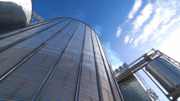 現代の商業的な穀物のサイロ 穀物貯蔵のための農業エレベーターの建物 — ストック動画