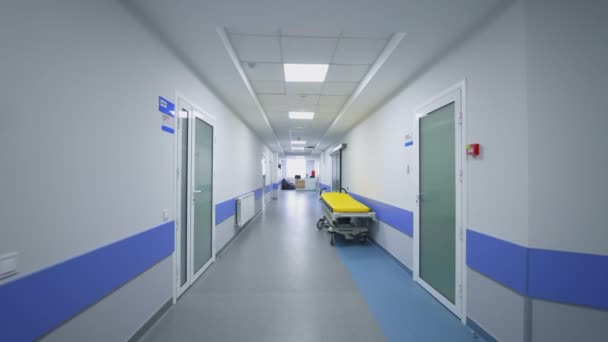 Διάδρομος Στο Νοσοκομείο Κρεβάτια Νοσοκομείο Άδειο Διάδρομο Υγειονομική Περίθαλψη Κατά — Αρχείο Βίντεο