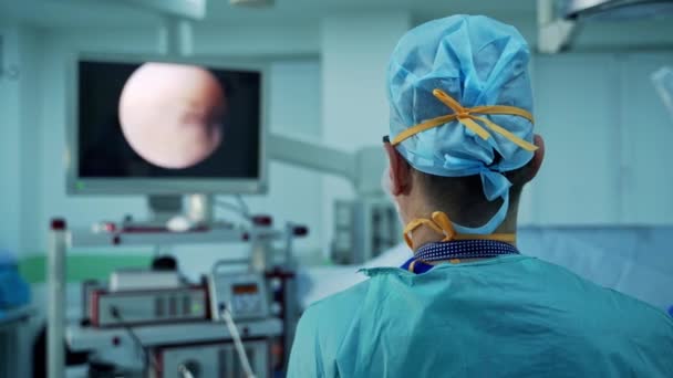 Kirurgisk Operation Moderna Sjukhuset Modern Operationssal Med Arbetande Kirurger — Stockvideo