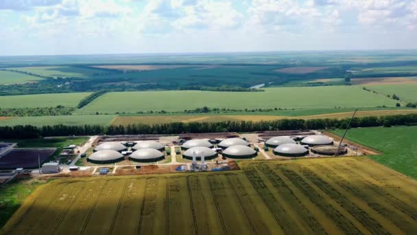 Aerial View Biogas Plant Aerial View Big Biogas Plant Fields — Stock Video