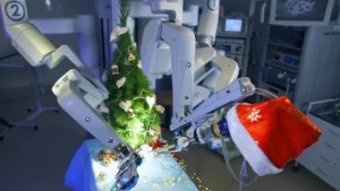 Da Vinci Hastanesi 'nde ameliyat makinesi. Robotik sistem Da Vinci tarafından kullanılan ameliyatı kapat