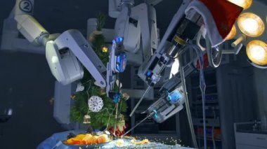 Da Vinci Cerrahi Sistemi hastanede. Robot cerrahi sistemi Da Vinci tarafından gerçekleştirilen ameliyat.