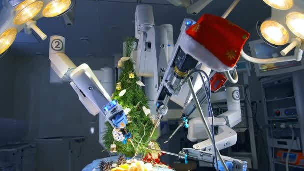 病院のダ ヴィンチ手術システム 神経外科医ロボット未来医療のためのロボット手術 — ストック動画