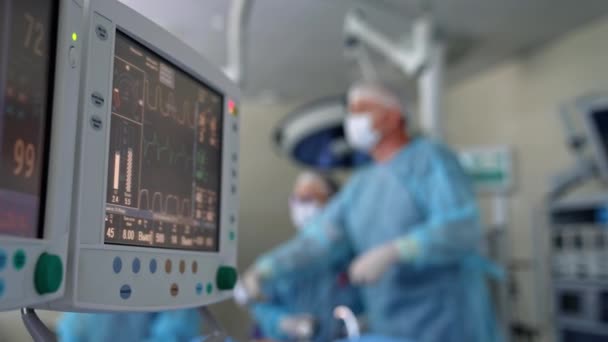 Monitor Tętna Sali Operacyjnej Monitorowanie Czynności Serca Pacjenta Sali Operacyjnej — Wideo stockowe