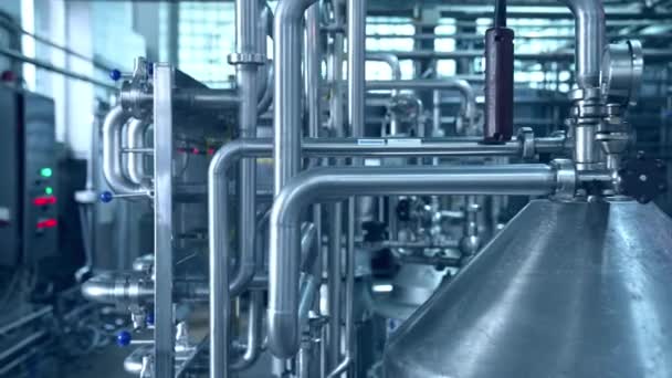 Fabryka Produkcji Mleka Ogólny Widok Wnętrze Fabryki Mleka — Wideo stockowe