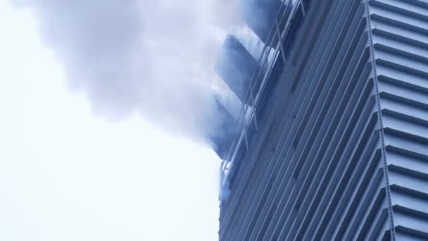 Przetwarzanie Ziarna Działa Dym Wydobywa Się Kominów Zakładzie — Wideo stockowe