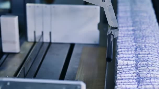 Bezlerin Mekanik Ambalajı Bir Grup Bebek Bezi Özel Bir Makineye — Stok video