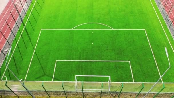 Zelený Fotbalový Hřiště Venku Sportovní Stadion Pro Týmovou Hru Fotbalové — Stock video