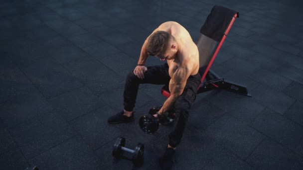 체육관에서 근육을 운동을 셔츠가 — 비디오