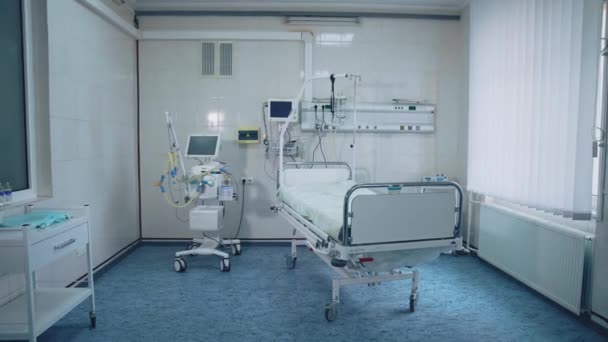 Reparto Rianimazione Con Moderne Attrezzature Ospedale Sala Ospedale Con Attrezzature — Video Stock