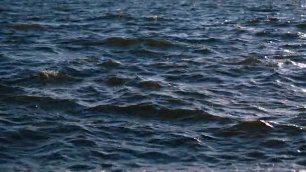 Движение Морской Воды Блестящие Отражения Солнца Воде Спокойные Волны Океане — стоковое видео