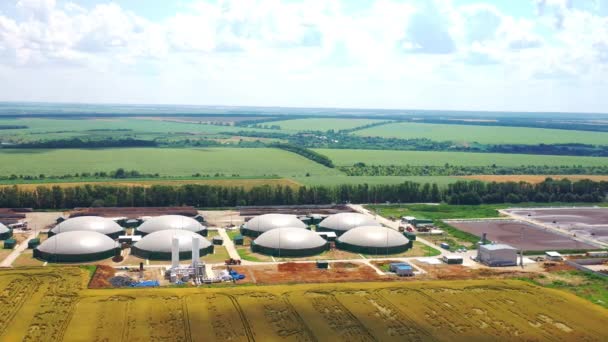 Azienda Agricola Moderna Produzione Biogas Campo Fabbrica Innovativa Tra Natura — Video Stock