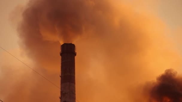 Fumi Spessi Camini Industriali Fumare Nuvole Emissioni Inquinanti Inquinano Atmosfera — Video Stock