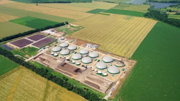 Complesso Biogas Vasche Stoccaggio Rotonde Produzione Biomassa Produzione Innovativa Sul — Video Stock