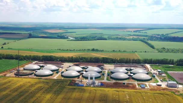 Biogas 현장에 바이오 매스에서 에너지를위한 라운드 저장소 — 비디오