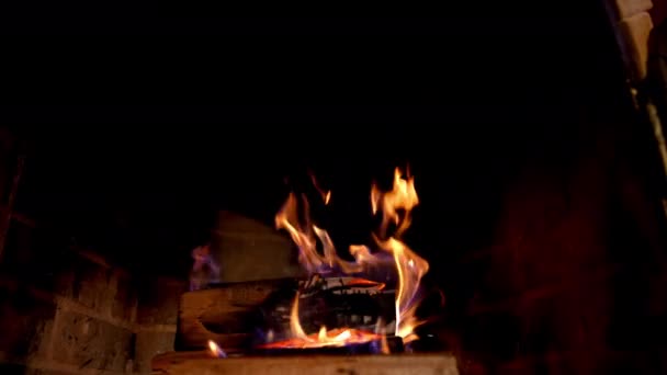 Fuego Está Ardiendo Chimenea Agradable Hogar Casa Calidez Comodidad Hogar — Vídeos de Stock