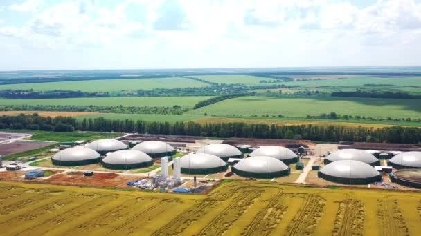 Complesso Biogas Sfondo Verde Natura Energie Rinnovabili Moderno Impianto Produzione — Video Stock