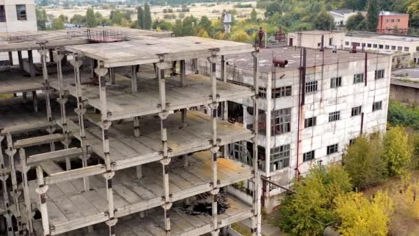 Edifício Industrial Vazio Inacabado Exterior Edifício Abandonado Uma Antiga Fábrica — Vídeo de Stock