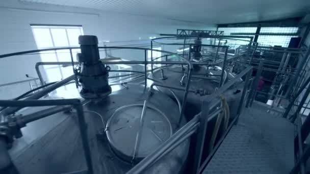 Milk Production Plant Milk Production Technology Large Specialized Farm Agriculture — Stock Video